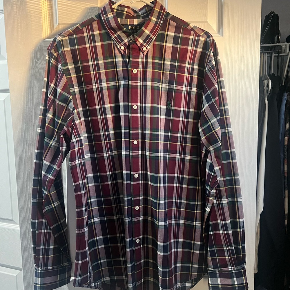 Polo by Ralph Lauren Men's Plaid Shirt - Red and Green